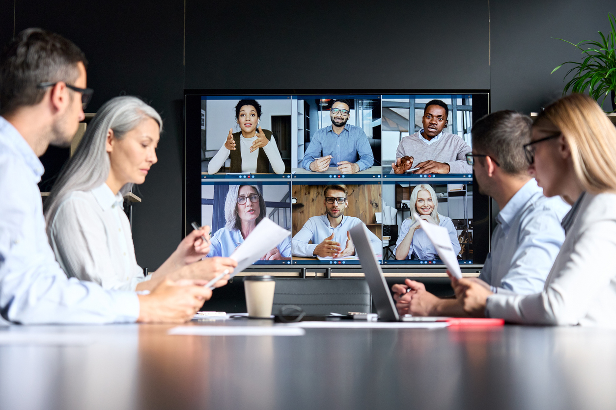 business execs on a video conference call